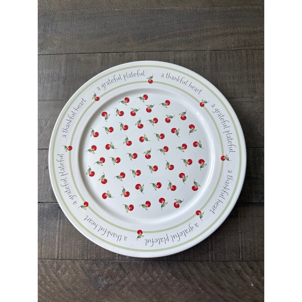 Vintage Hallmark Grateful Plateful Thankful Cherry Plate Platter 12 In